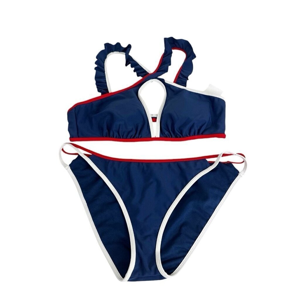 Island Soul Two Piece Bikini Set Women's M Red White Blue Nautical New‎
